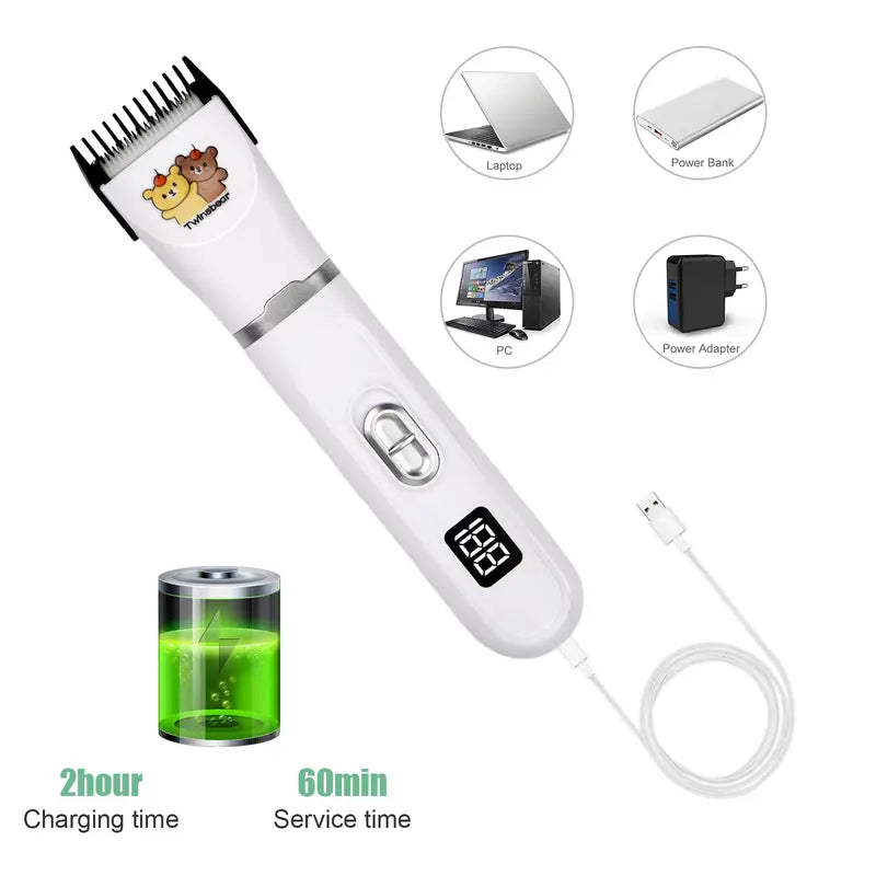 Dog Clippers Grooming Kit Hair Clipper-Low Noise Paw Trimmer- Rechargeable - Cordless Quiet Nail Grinder Shaver for Cats and Other Pets