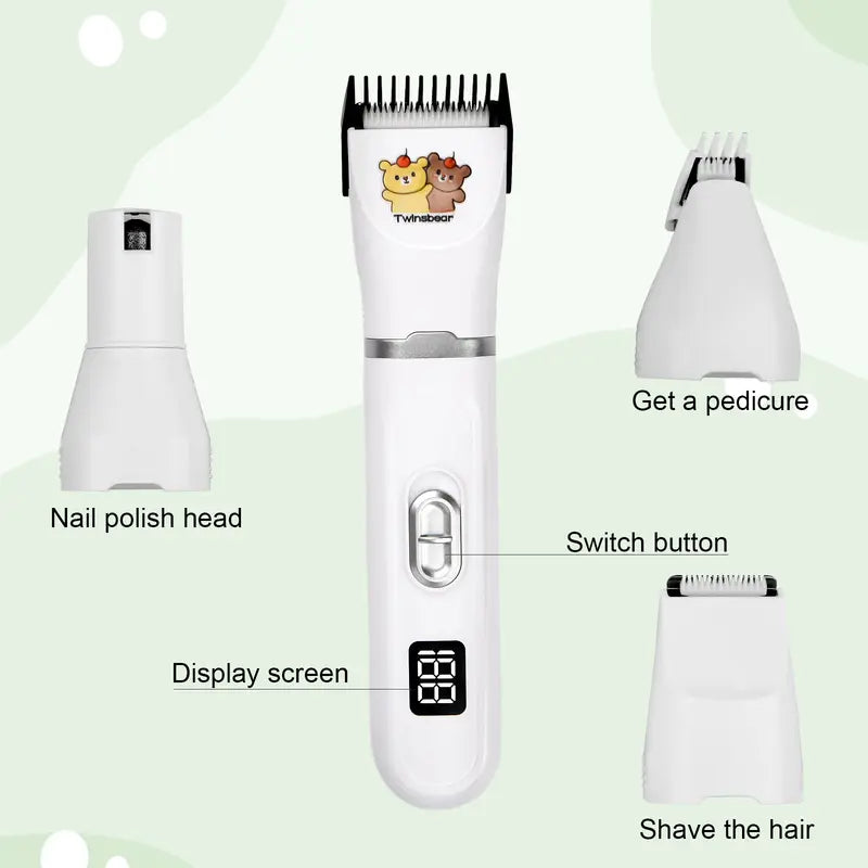 Dog Clippers Grooming Kit Hair Clipper-Low Noise Paw Trimmer- Rechargeable - Cordless Quiet Nail Grinder Shaver for Cats and Other Pets