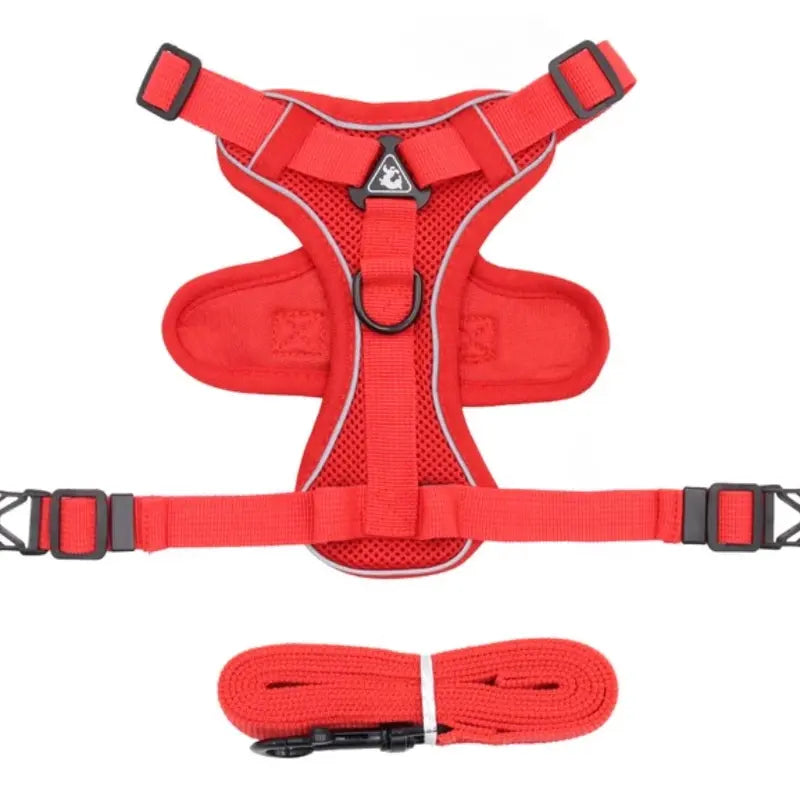 No Pull Dog Harness and Leash Set Adjustable Pet Harness Vest for Small Dogs Cats Reflective Mesh Dog Chest Strap