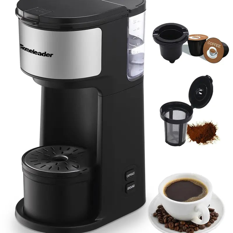 Homeleader Single Serve Coffer Maker for K-Cup and Ground Coffee, Coffee Machine with Self-Cleaning Function,6 To14Oz Brew Sizes,White
