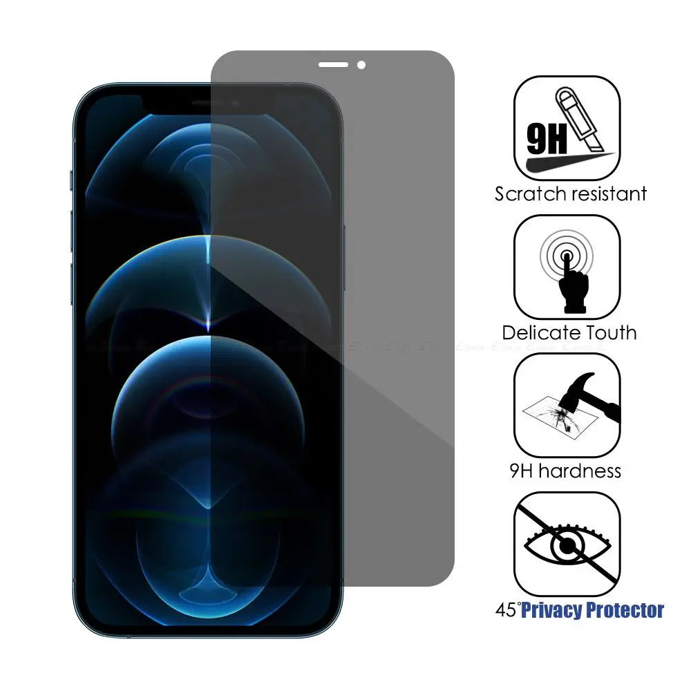 2Pcs Tempered Glass Screen Protector, Full Coverage Privacy Screen Protector for Iphone, Mobile Phone Protection Accessories