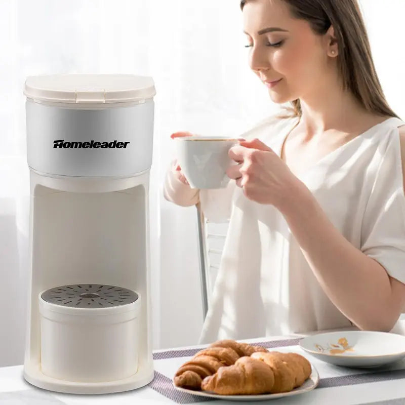 Homeleader Single Serve Coffer Maker for K-Cup and Ground Coffee, Coffee Machine with Self-Cleaning Function,6 To14Oz Brew Sizes,White