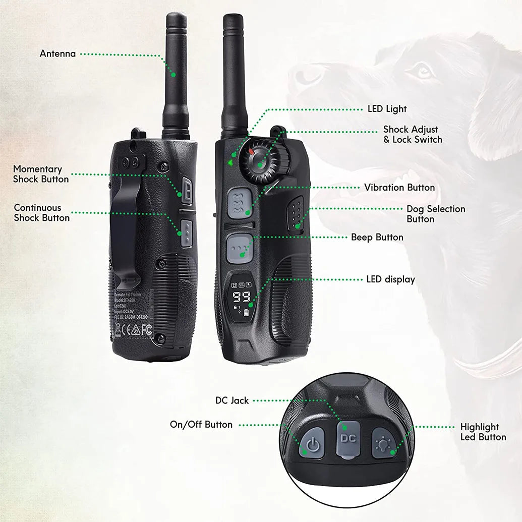 Remote 1.25 Mile Dog Training Collar