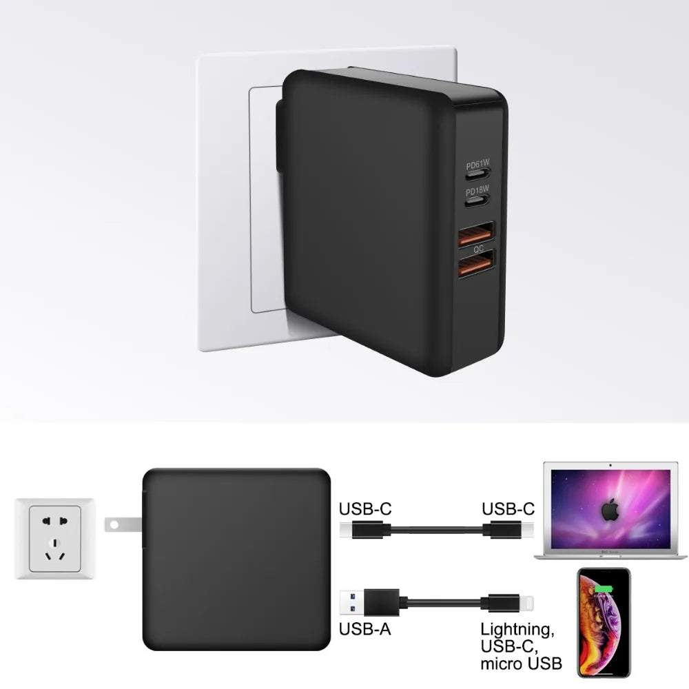 61W QC 3.0 PD Fast Charger Adapter