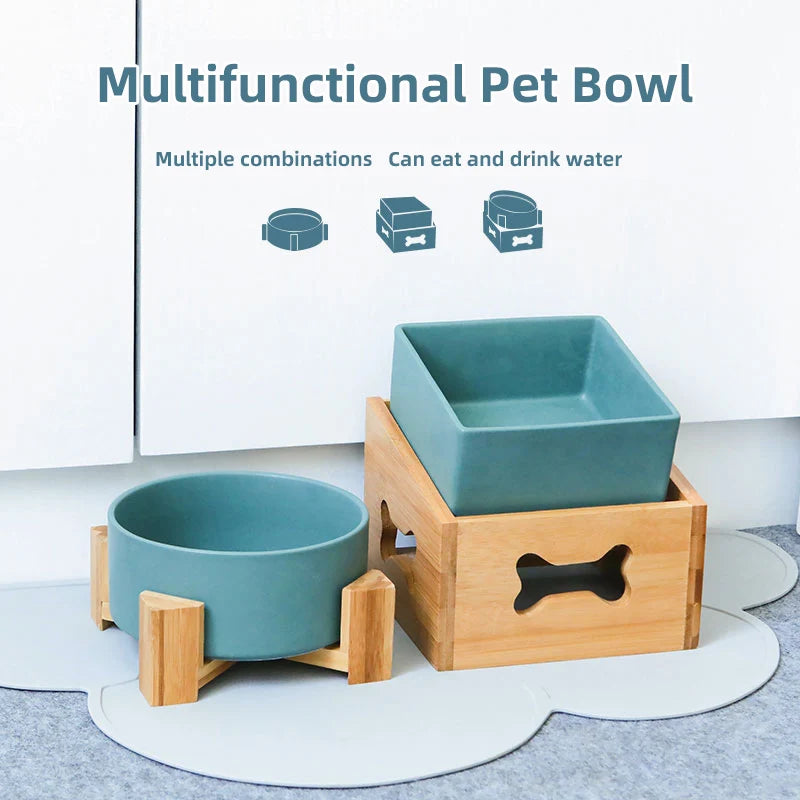 Adjustable Ceramic Pet Bowl Set