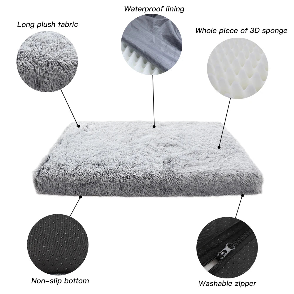 Square Long Plush Warm Dog Bed
