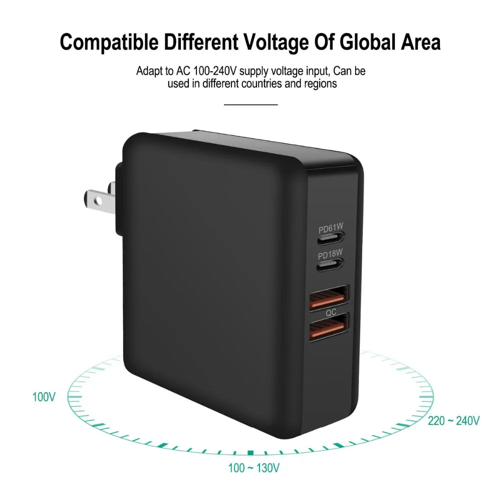 61W QC 3.0 PD Fast Charger Adapter