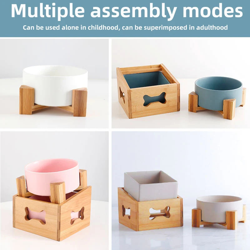 Adjustable Ceramic Pet Bowl Set