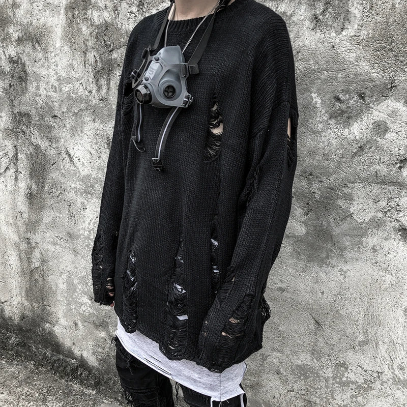 Wash Hole Ripped Knit Unisex Sweaters