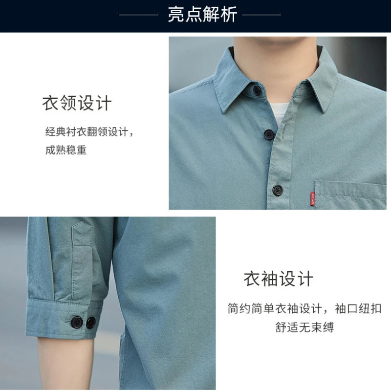 Men pure cotton three-quarter sleeve shirt