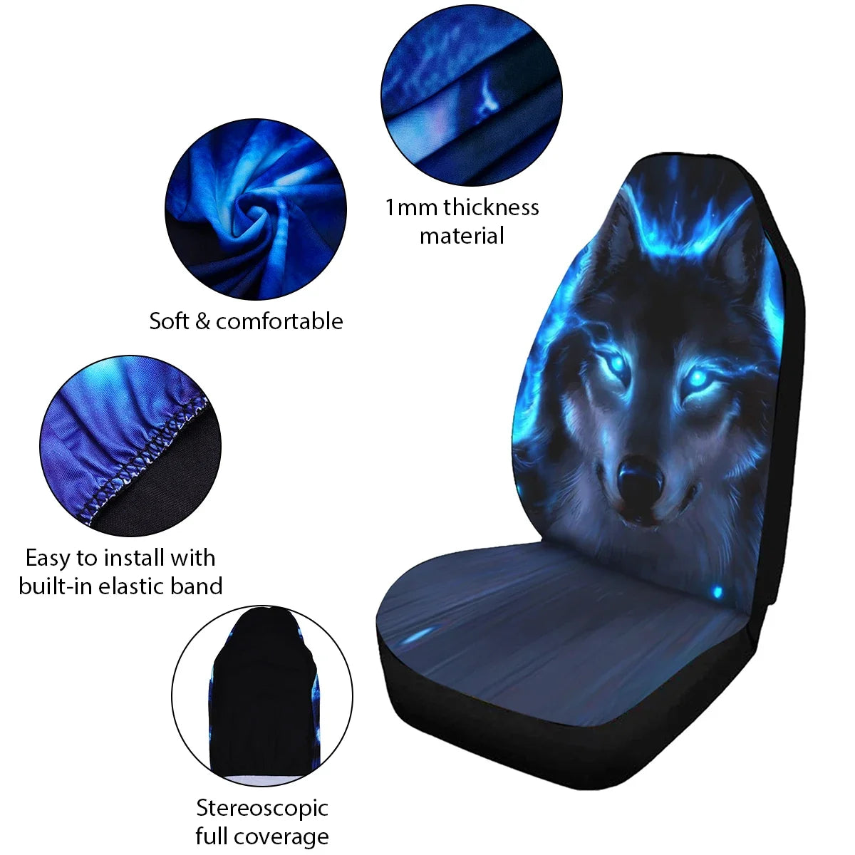 Car 3D Wolf Pattern Seat Cover Set