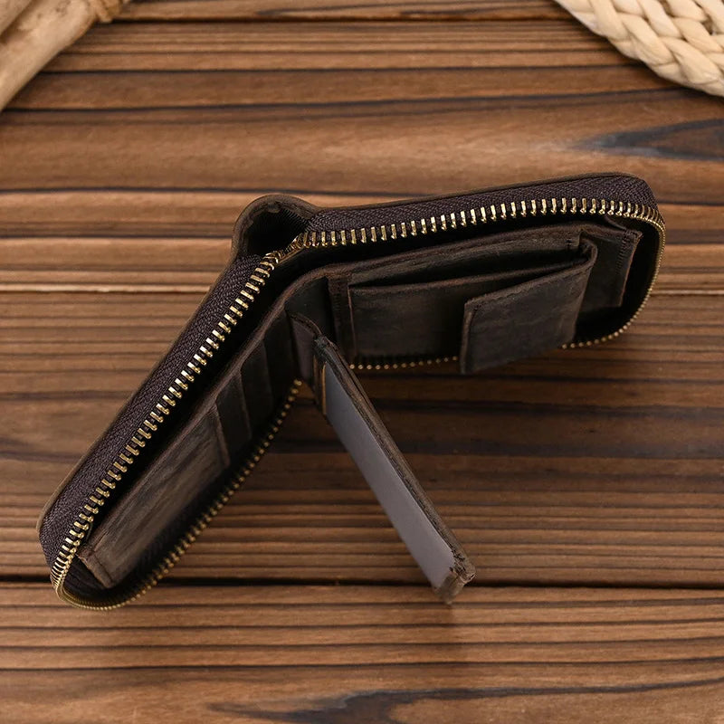 Genuine Leather Unisex Short Wallet