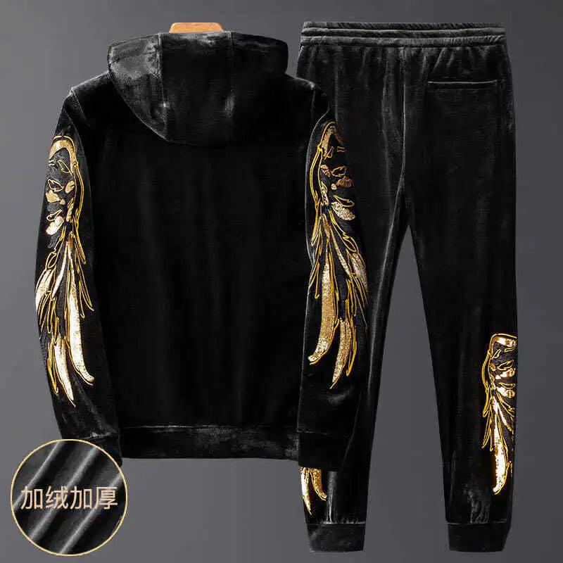Winter Thickened Gold Velvet Sports Suit