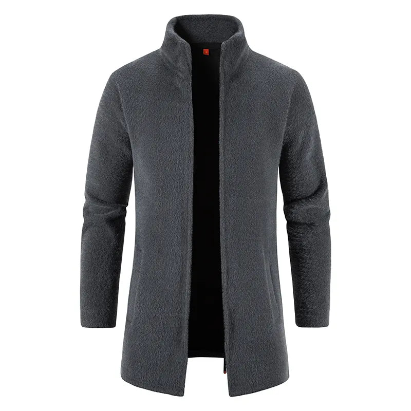 Men Cardigan Cashmere Long Coat