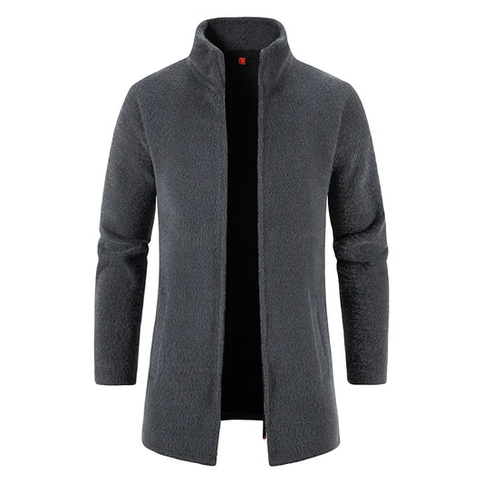 Men Cardigan Cashmere Long Coat