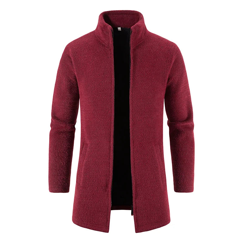 Men Cardigan Cashmere Long Coat