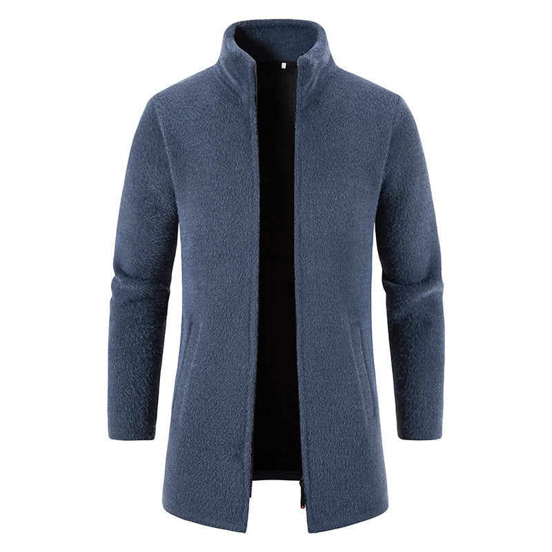 Men Cardigan Cashmere Long Coat
