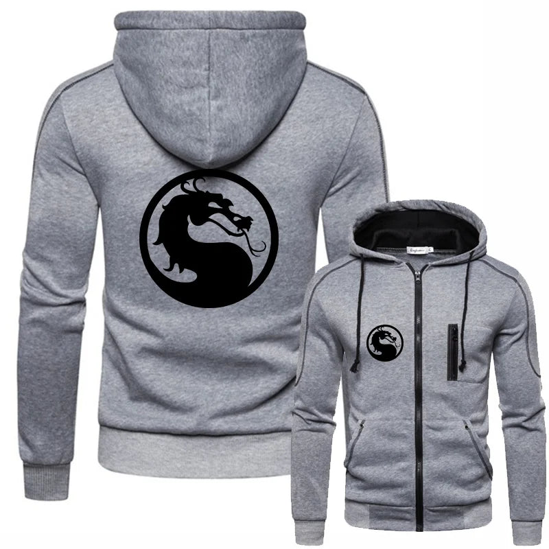 Men Winter Dragon Print Coat