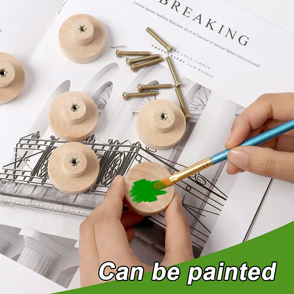 Unfinished Wood Cabinet Knobs with Screws