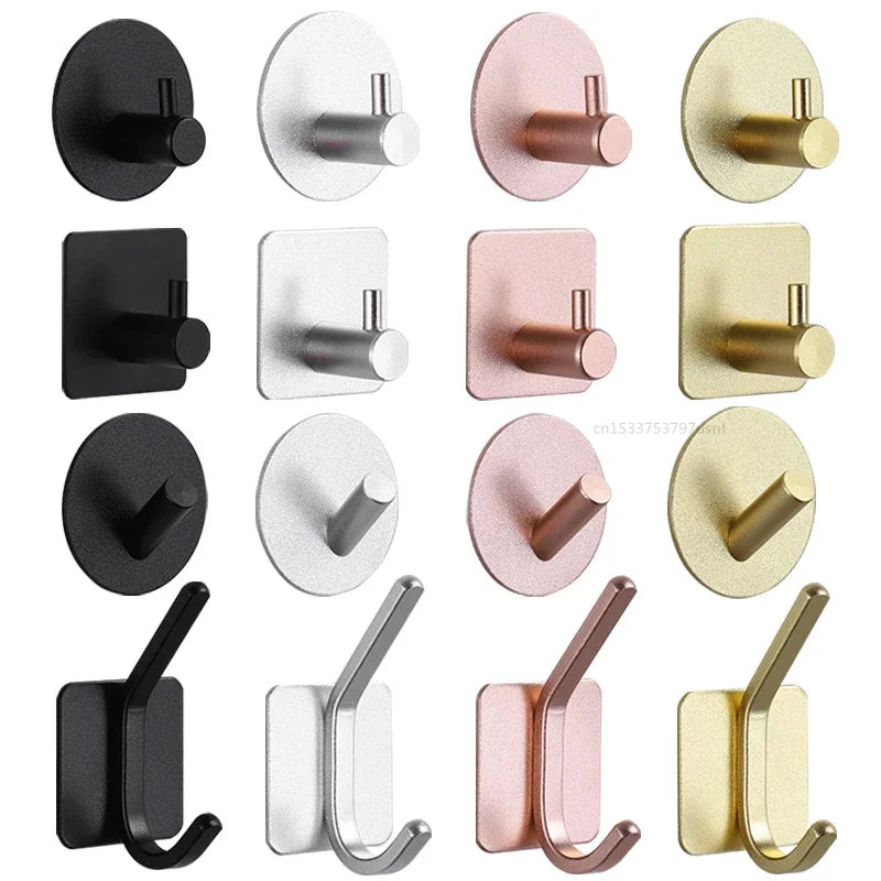 Kitchen Wall-Mounted Adhesive Hook Organizer