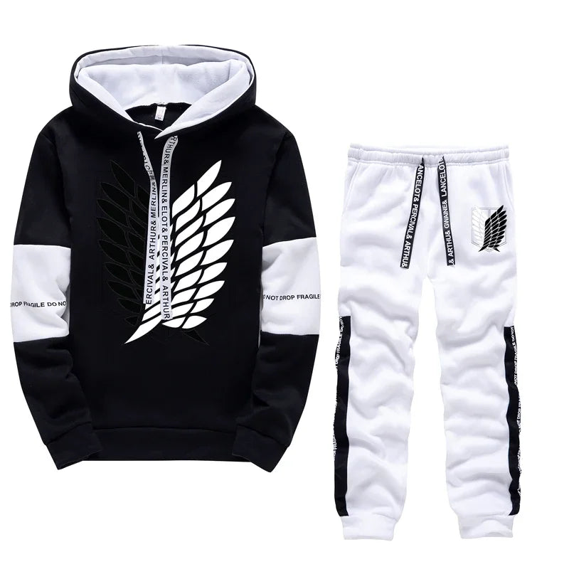 Winter Pullover Hoodies Sweatshirt+Pants Suit