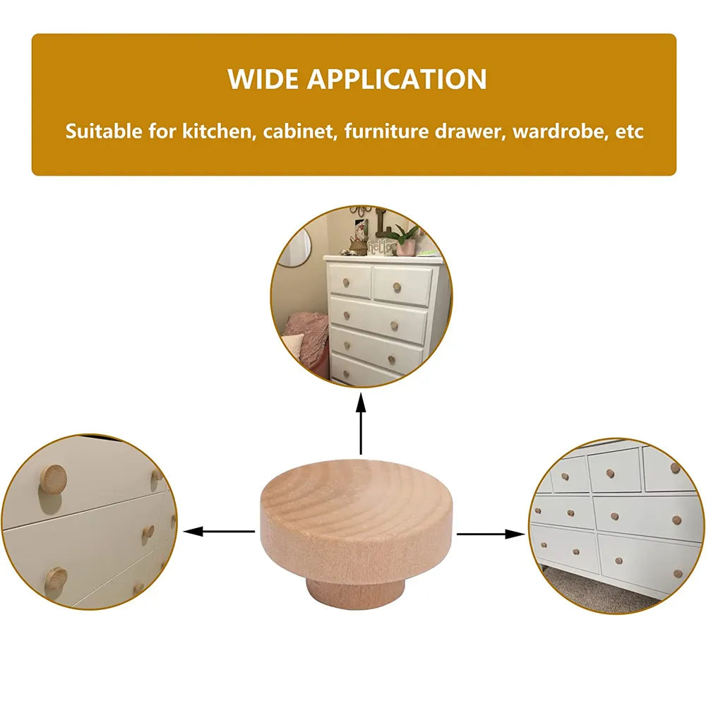 Unfinished Wood Cabinet Knobs with Screws
