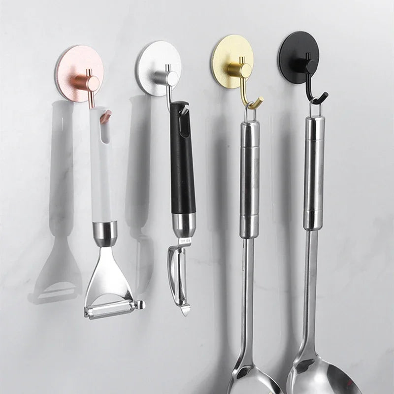 Kitchen Wall-Mounted Adhesive Hook Organizer