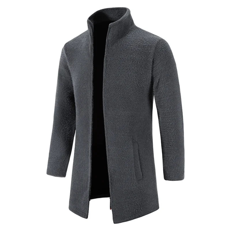 Men Cardigan Cashmere Long Coat