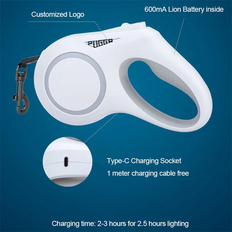 Retractable Flash Light Dog Leash