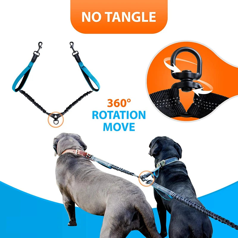 Strong Hands Free Double Dog Leash