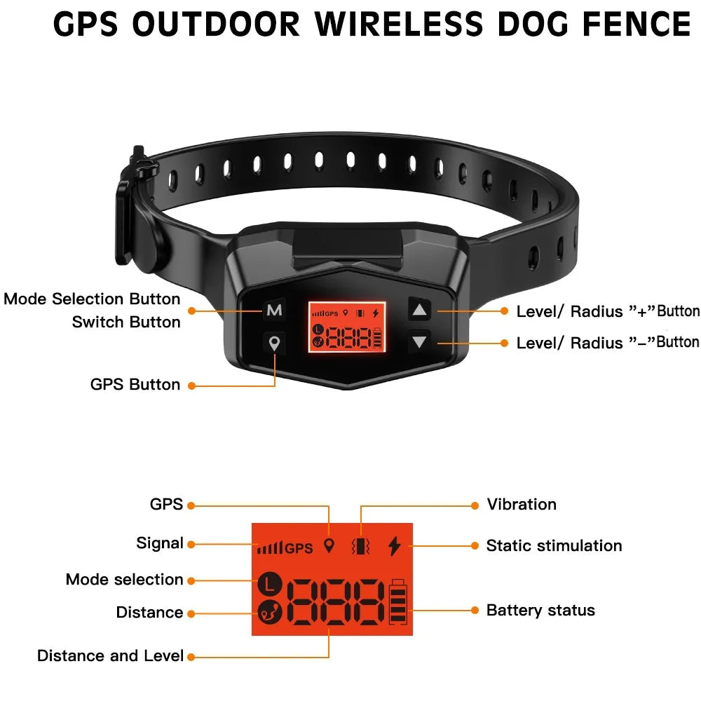 Wireless GPS Fence Dog Tracker Collar