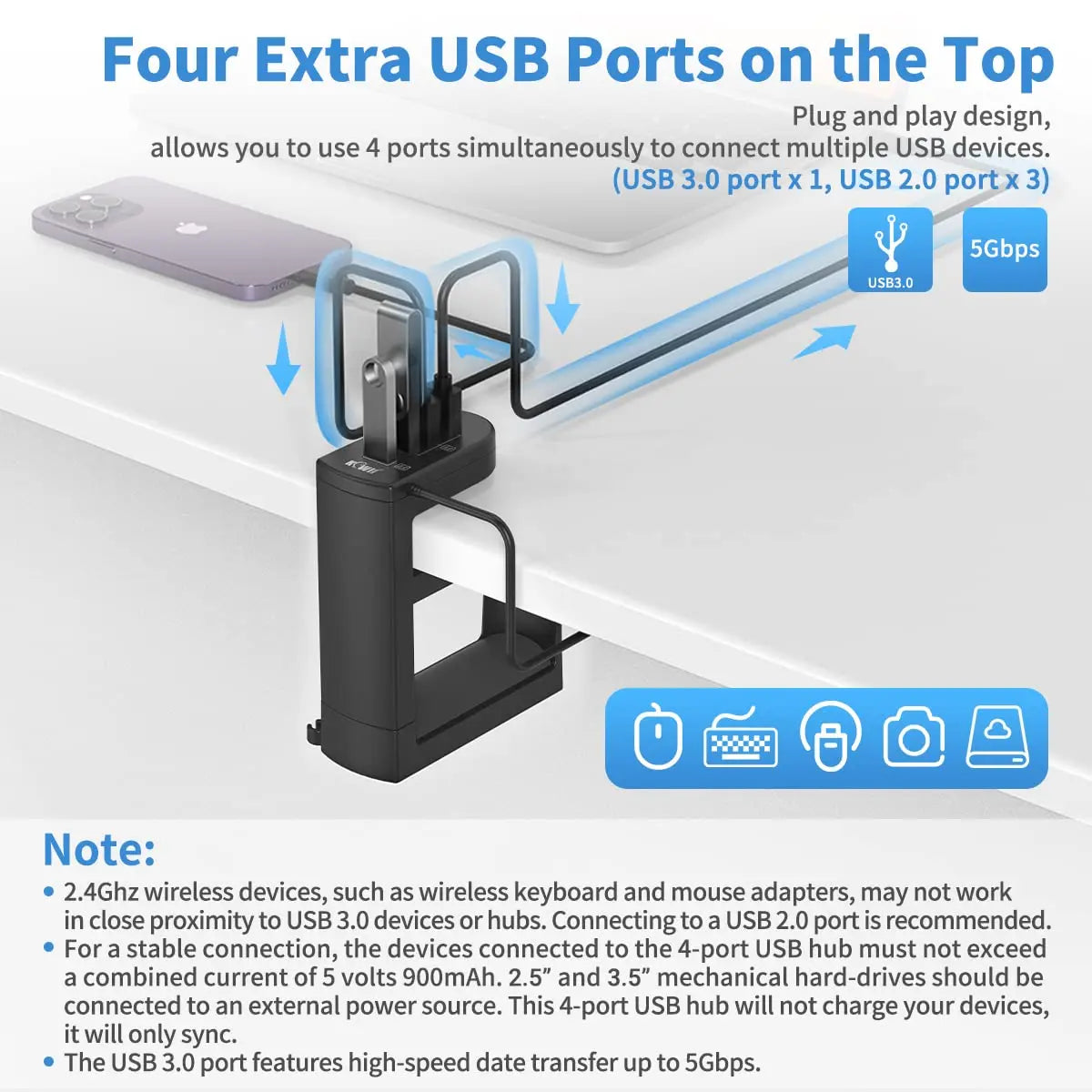 USB Gaming Headset Holder & Cable Clip