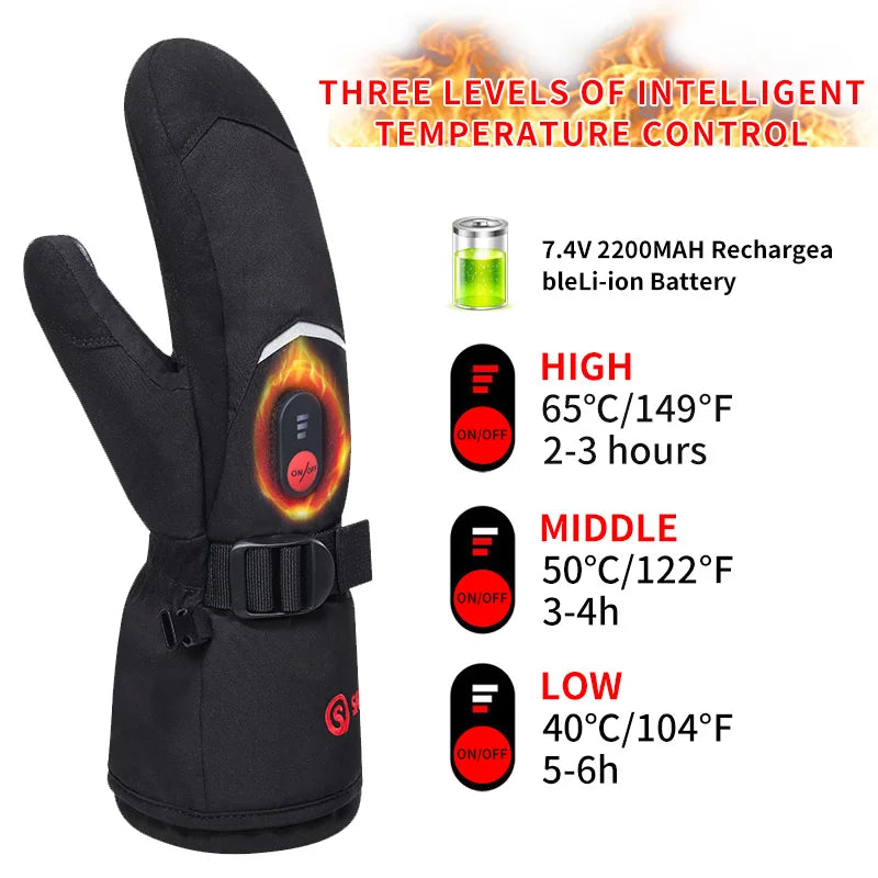Winter Mittens Ski Heated Gloves
