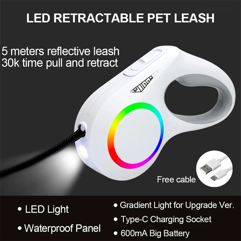 Retractable Flash Light Dog Leash