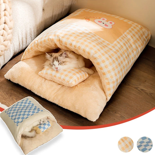 Luxurious Cat Bed with Detachable Pillow