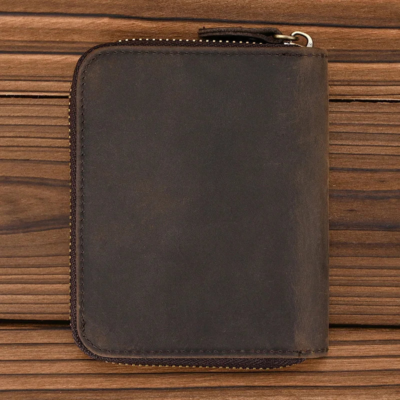 Genuine Leather Unisex Short Wallet