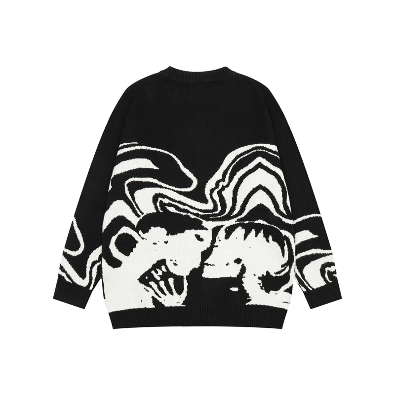 Lovers Print Spliced Men Sweater