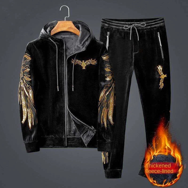 Winter Thickened Gold Velvet Sports Suit