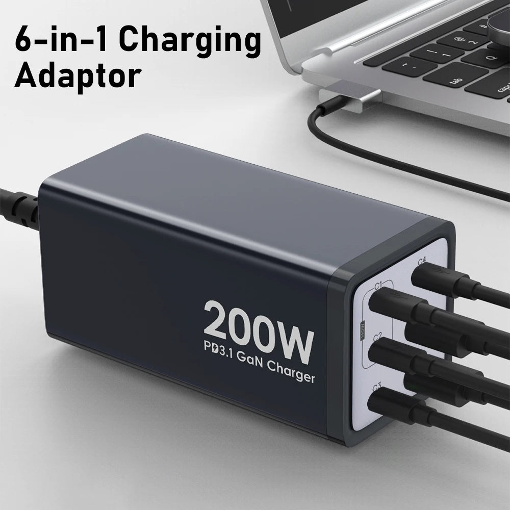 200W Fast Charging 6 in 1 Adapter