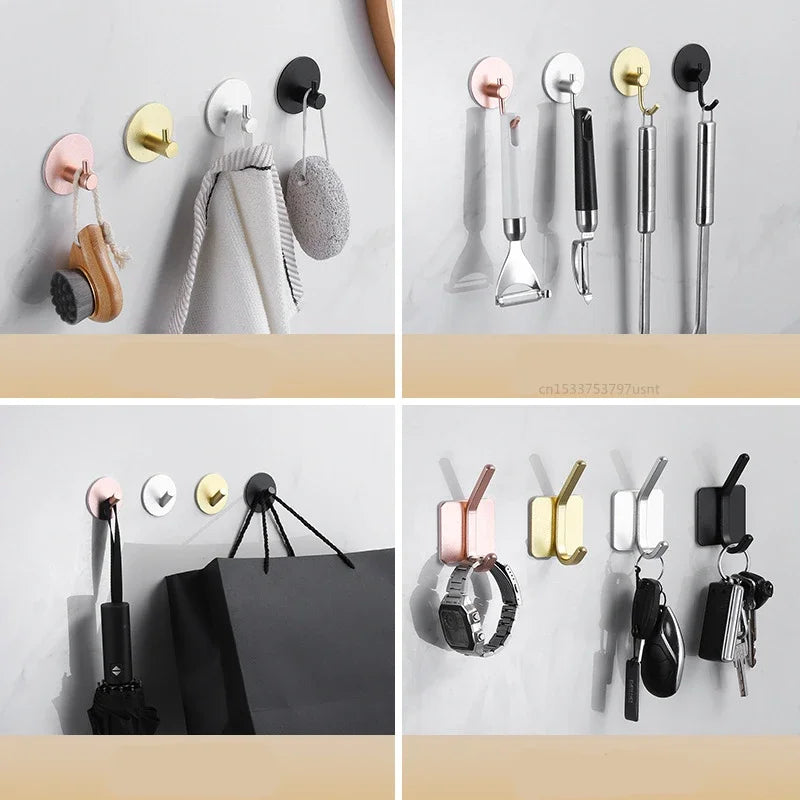 Kitchen Wall-Mounted Adhesive Hook Organizer