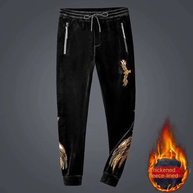 Winter Thickened Gold Velvet Sports Suit