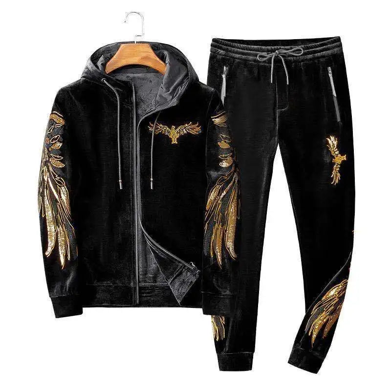 Winter Thickened Gold Velvet Sports Suit