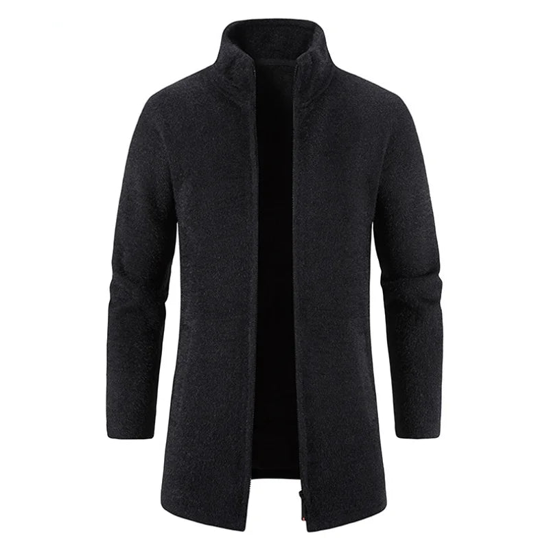 Men Cardigan Cashmere Long Coat