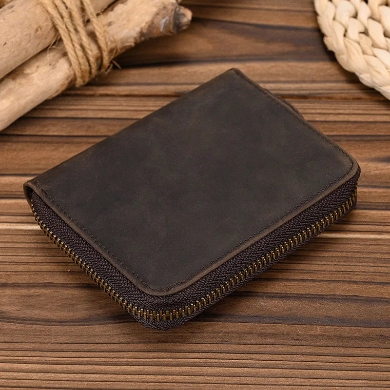 Genuine Leather Unisex Short Wallet