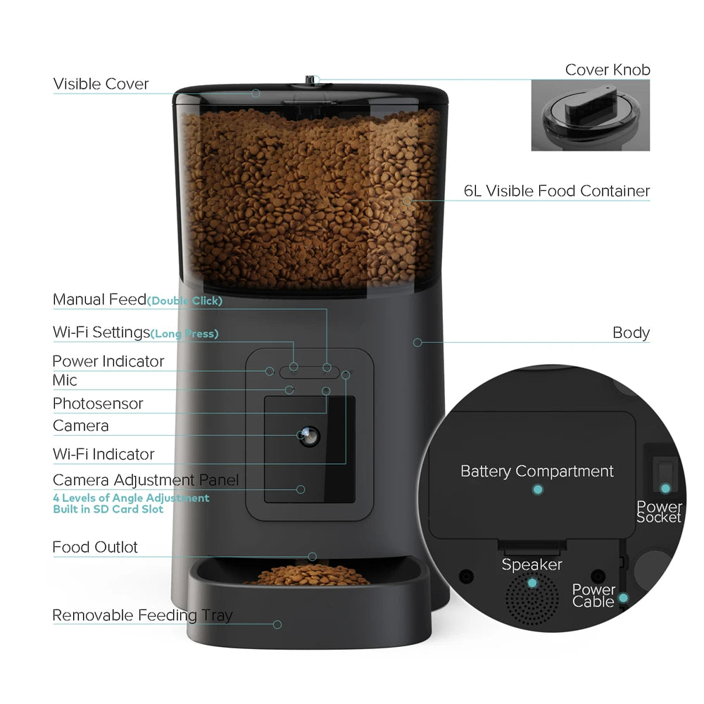 WiFi Camera Automatic Pet Feeder