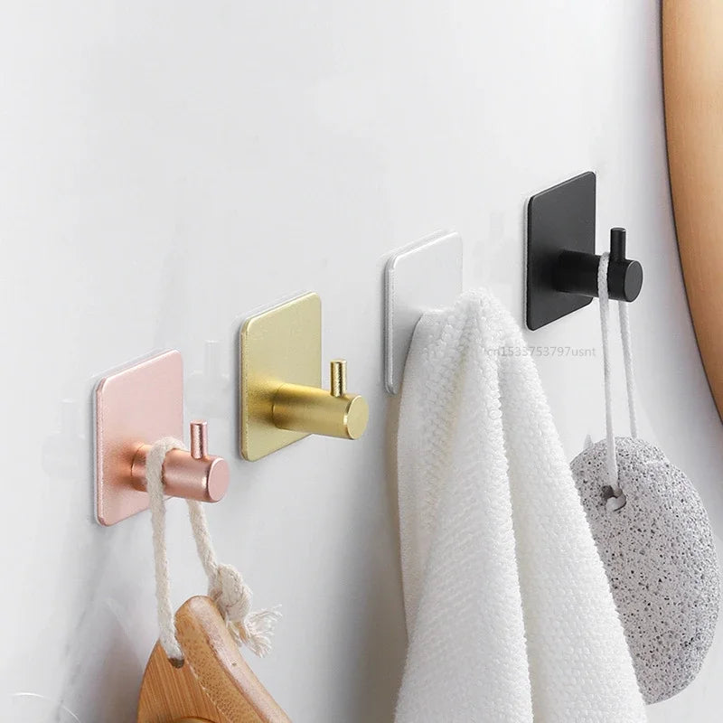 Kitchen Wall-Mounted Adhesive Hook Organizer