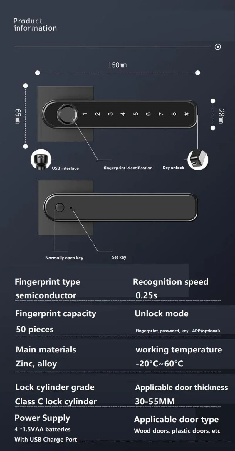 Fingerprint Password Handle Lock
