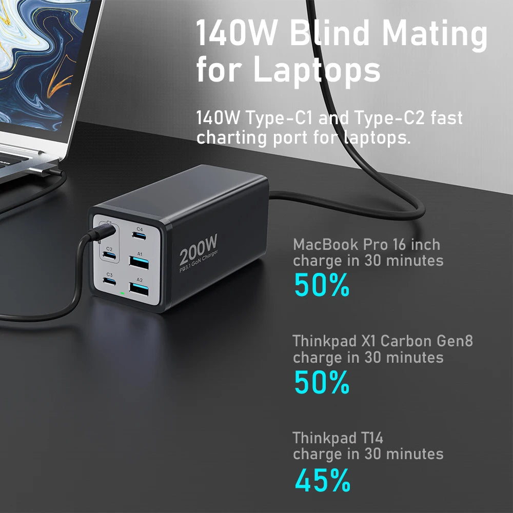 200W Fast Charging 6 in 1 Adapter