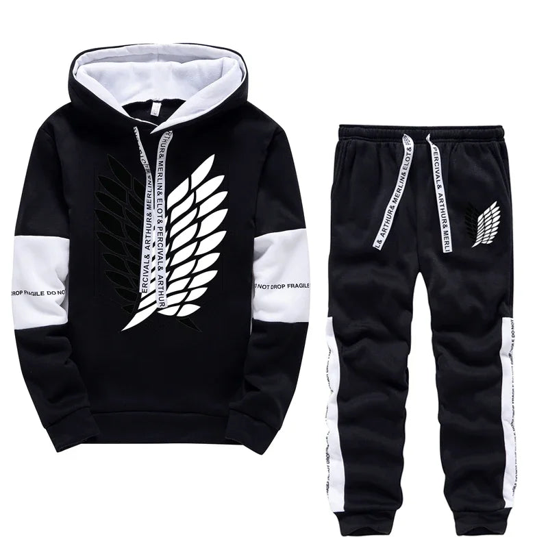 Winter Pullover Hoodies Sweatshirt+Pants Suit