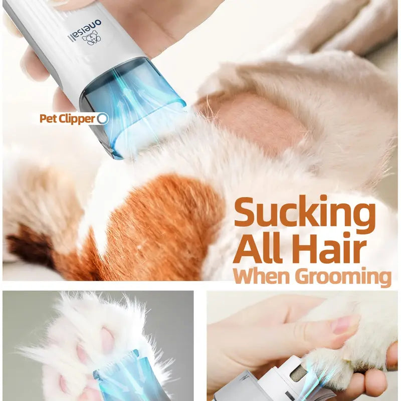Oneisall Dog Hair Vacuum & Dog Grooming Kit, Pet Grooming Vacuum with Pet Clipper Nail Grinder, 1.5L Dust Cup Dog Brush Vacuum with 7 Pet Grooming Tools for Shedding Pet Hair, Home Cleaning